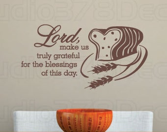 Vinyl Wall Lettering Decal - Lord Make Us Truly Grateful - Thankful Decorations - Wall Art Quote - Vinyl Wall Sticker - 11 x 22