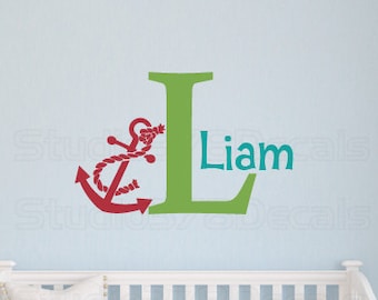 Boys Nautical Anchor Name Wall Decal | Personalized Nursery Decor