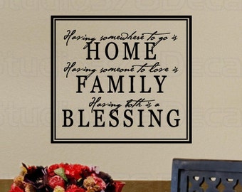 Home Family Blessing Vinyl Wall Decal – Thanksgiving Decor
