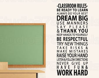 Classroom Rules Wall Decal | Back-to-School Teacher Decorations | School Room Decor | School Rules | Teacher Gifts | Vinyl Wall Decals