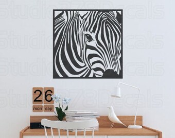 Zebra Head Vinyl Wall Decal – Safari Nursery Decor, 22x22