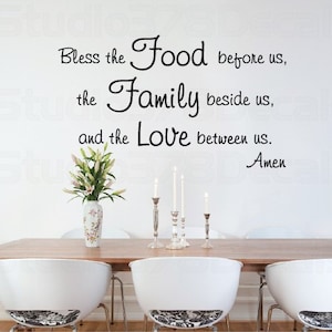 Segne das Essen vor uns die Familie neben uns | Wandtatz | Esszimmer Wand worte | Christliches Gebet Bibelvers | Wandtatz aus Vinyl