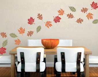 Wall Stickers Autumn Leaves Dove Bird Hall Window Decal 3D Art Vinyl Room F975 