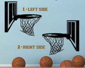 Basketball Hoop Vinyl Decal – Sports Room Decor, Man Cave Wall Art (16x15)