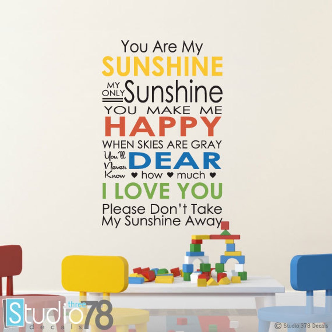 You Are My Sunshine Vinyl Wall Decal, Nursery Decor - Etsy