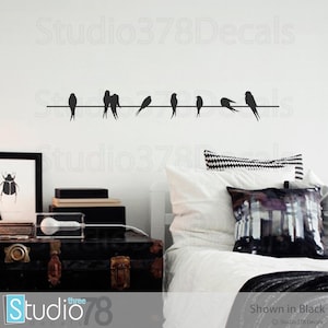 Adesivo murale Uccelli su un filo – Decorazione moderna per la casa (36")
