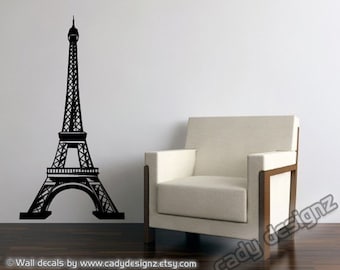 Eiffel Tower Vinyl Wall Decal - 5ft - Home Decor - Baby Nursery Wall Decals - Paris Vintage Theme Wall Decor - Nursery Decor