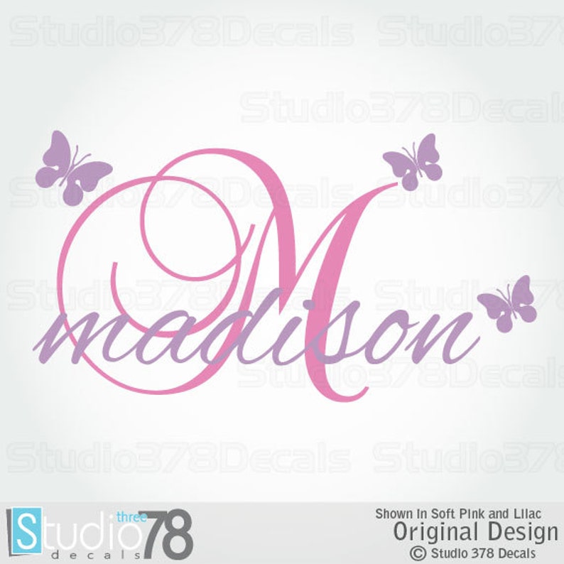 Girl Name Wall Decals Personalized Vinyl Wall Decal Baby Girl Nursery Decor Childrens Decor Custom Name Decal 18x32 image 5