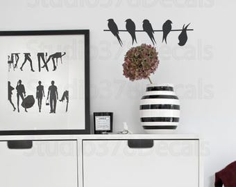 Birds on a Wire Vinyl Wall Decal – Modern Silhouette Decor - 12X4