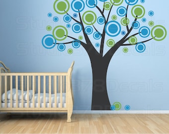 Polka Dot Tree Vinyl Wall Decal – Nursery Decor (78x78)