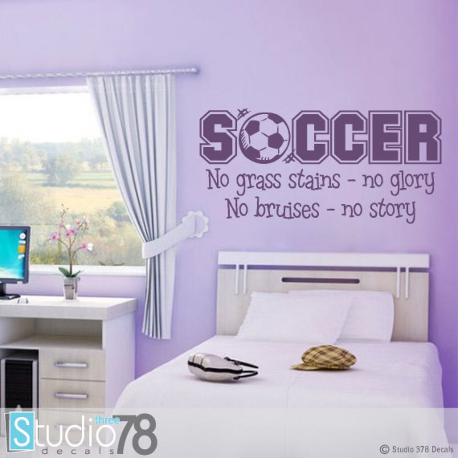 Soccer Vinyl Wall Decal Girls Room Decor No Grass Stains No Etsy