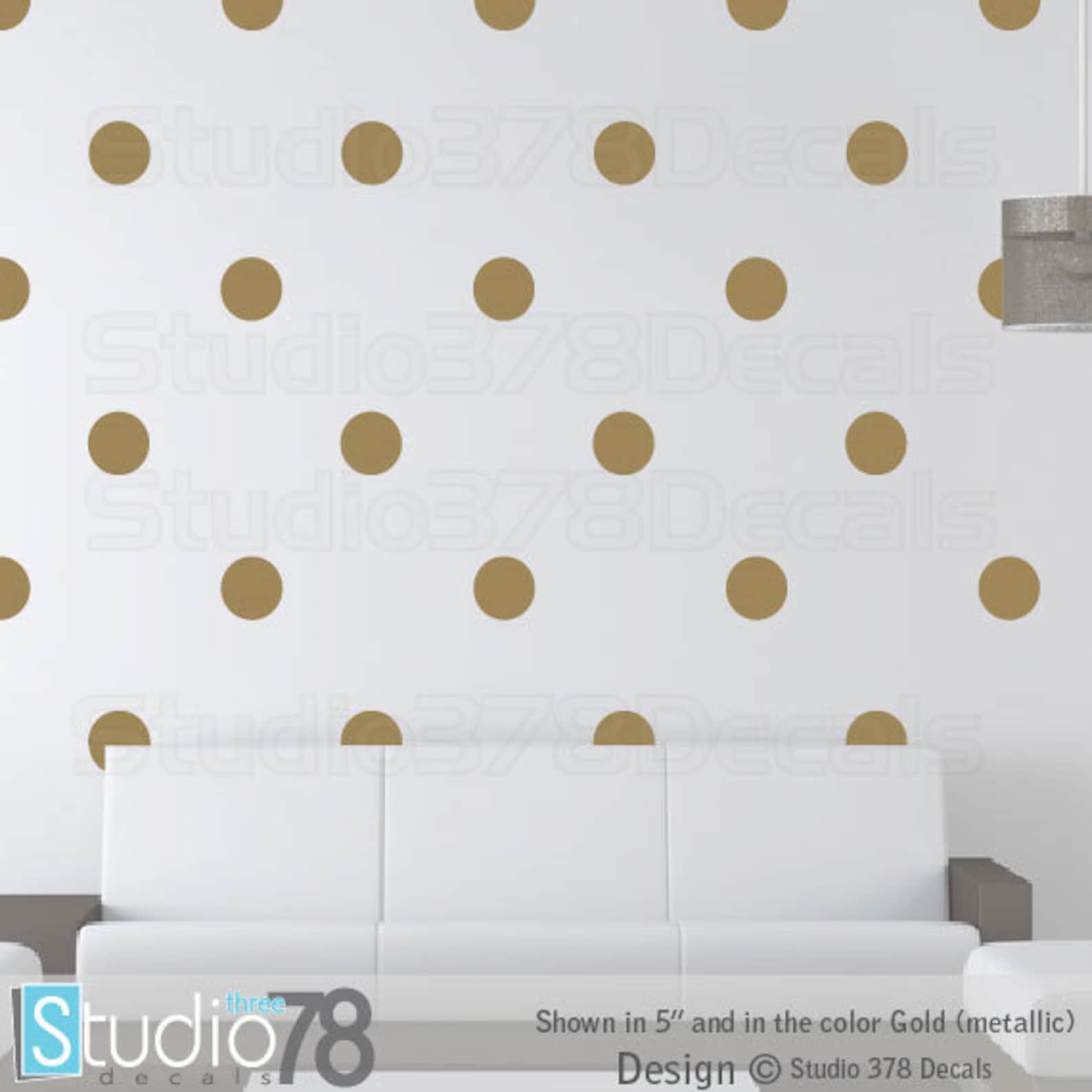 Gold Polka Dot Decals Polka Dots Vinyl Wall Decals for Baby Etsy