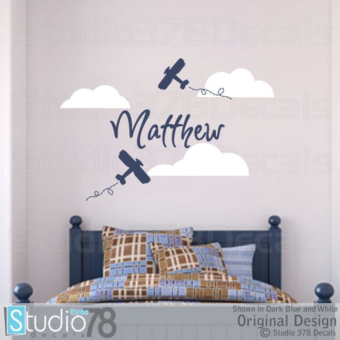 Personalized Airplane Vinyl Wall Decal – Aviation Nursery Decor - Etsy