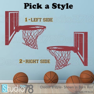 Basketball Hoop Vinyl Decal Sports Decal Boys Girls Sports Decor Man Cave Wall Art Vinyl Sticker 16x15 image 3