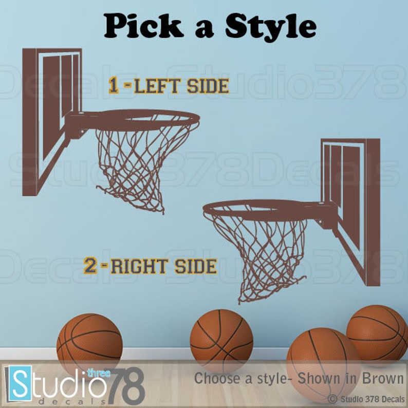 Basketball Hoop Vinyl Decal Sports Decal Boys Girls Sports Decor Man Cave Wall Art Vinyl Sticker 16x15 image 2