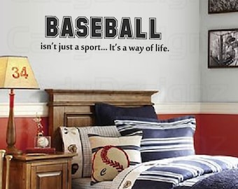 Baseball Vinyl Wall Decal – Sports Room Decor, Wall Quote (32x9)
