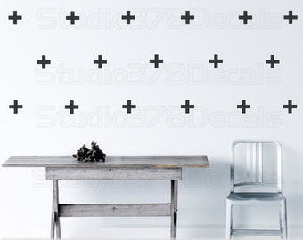 Plus Sign Wall Decals | Swiss Cross Wall Pattern | Plus Sign Wall Stickers | Trend Pattern Decor | Modern Office Wall Decor