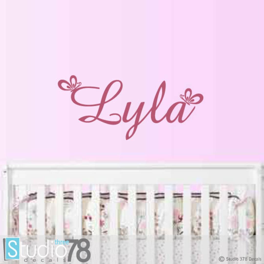 Butterfly Girl Name Monogram Vinyl Wall Decal – Nursery Decor - Etsy
