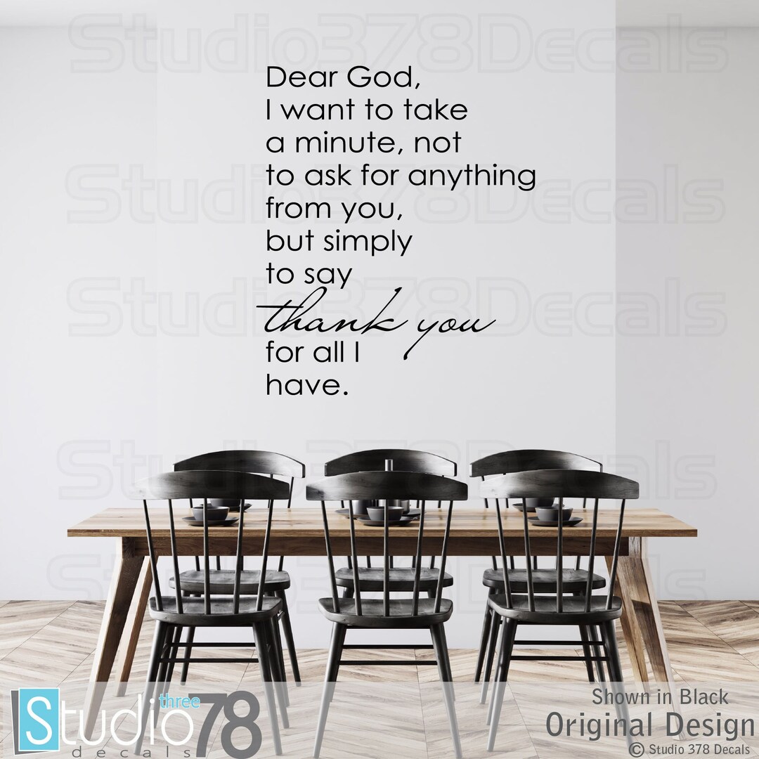 Thank You Prayer Wall Decal Dining Room Wall Words Christian Prayer