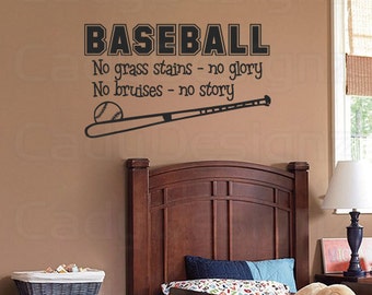 Sports Baseball Wall Decal - Boys Room Decor - Childrens Decor - Vinyl Wall Art - Vinyl Lettering -  28x16 MED
