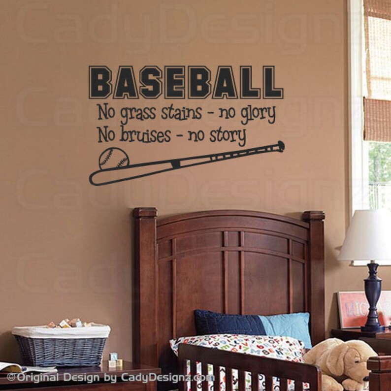 Sports Baseball Wall Decal Boys Room Decor Childrens Decor Vinyl Wall Art Vinyl Lettering 28x16 MED image 1