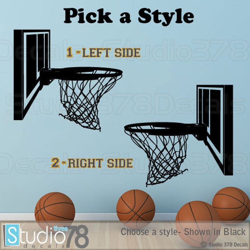 Basketball Hoop Vinyl Decal Sports Decal Boys Girls Sports Decor Man Cave Wall Art Vinyl Sticker 16x15 image 1