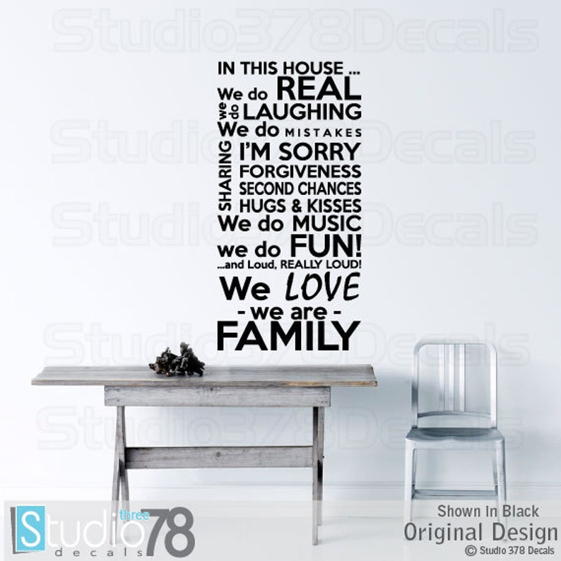 Family Rules Vinyl Wall Decal In This House We Do Subway Art Family House Rules Family Decal Vinyl Lettering 18x36 image 1