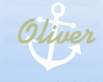 Anchor Monogram Vinyl Decal – Nautical Boys Name Wall Decor