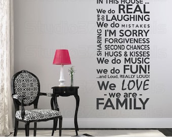 Family Rules Vinyl Wall Decal | Subway Art Style