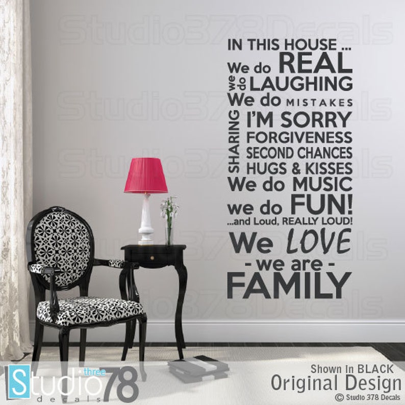 Family Rules Vinyl Wall Decal House Rules In This House We Do Subway Art Family Rules Wall Art Family Vinyl Wall Quote image 1