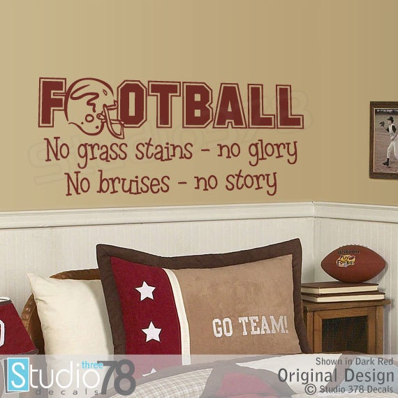 Football Wall Decal No Grass Stains No Glory Sports Wall Etsy