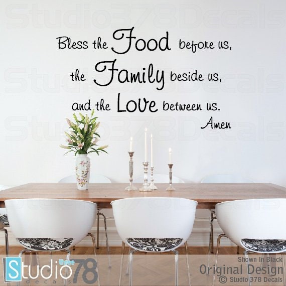 Bless The Food Wall Decal | Christian Prayer, Dining Room Decor
