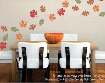 Autumn Leaves Wall Decals - Fall Home Decor, Set of 20