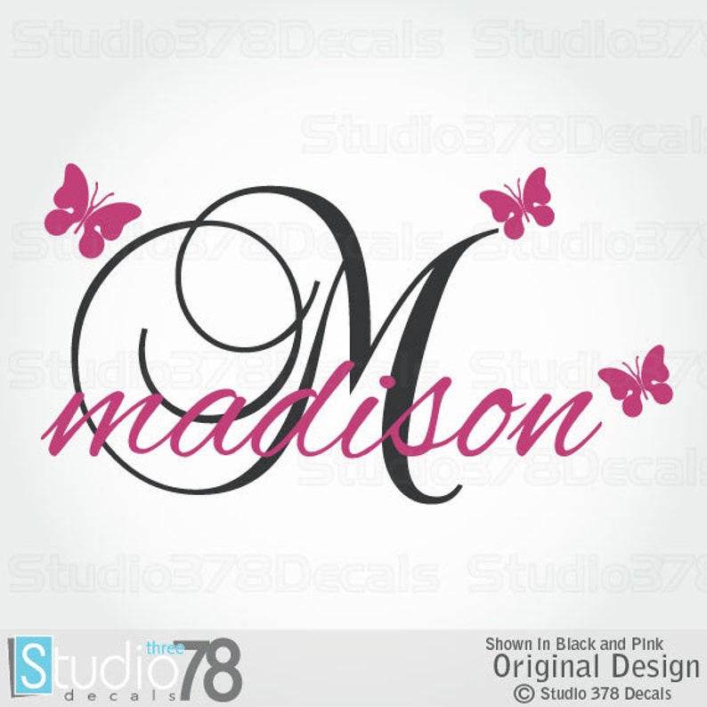 Girl Name Wall Decals Personalized Vinyl Wall Decal Baby Girl Nursery Decor Childrens Decor Custom Name Decal 18x32 image 4