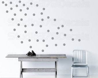 Silver Polka Dot Wall Decals – Modern Nursery Decor (60 Pack)