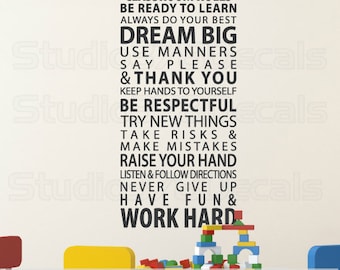 Classroom Rules Vinyl Wall Decal | Teacher Decor
