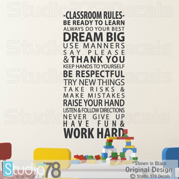 Classroom Rules Vinyl Wall Decal | Teacher Decor