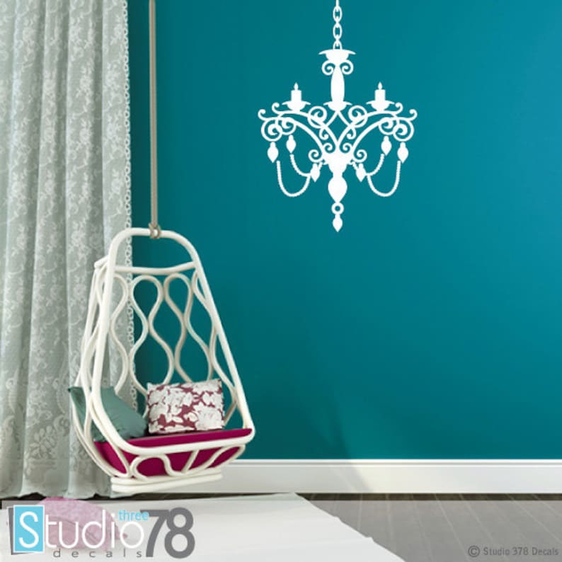 Chandelier Wall Decal Shabby Chic Decor Vinyl Wall Decal Etsy