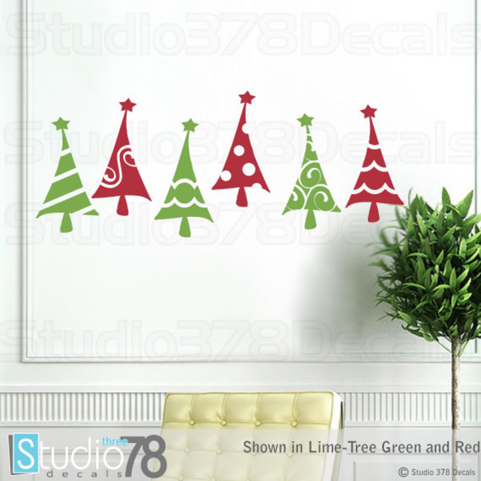 Christmas Trees Vinyl Wall Decal Christmas Decorations Etsy