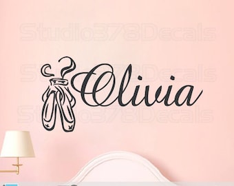 Personalized Ballet Slippers Wall Decal | Girls Dance Room Decor