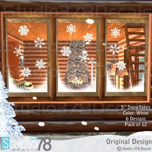 Snowflakes - 5in Window Decals - Christmas Holiday Decorations - Christmas Decor - Winter Vinyl Window Decals - 12 Pack