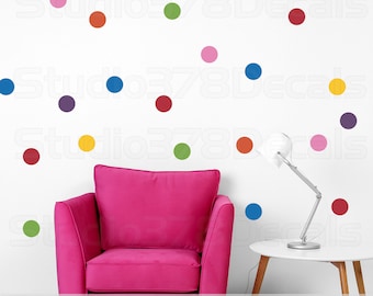 Polka Dot Decals | Polka Dots Vinyl Wall Decals for Baby Nursery |  Rainbow Wall Dots |  Colorful Trend Decor | Circle Wall Decals | Set 40