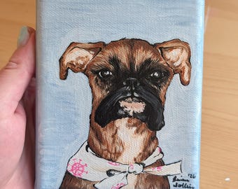 Aangepast huisdierportret 4 x 5 inch acrylschilderij • Kat of hond originele kunst • Gepersonaliseerde huisdierportret gedenkteken woondecoratie • 100% handgemaakt