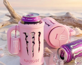 Personalized Pink Can Holder/Tape Mug – Insulated Can Holder, Pastel Gothic Style / Y2K, Personalized Gift with Name