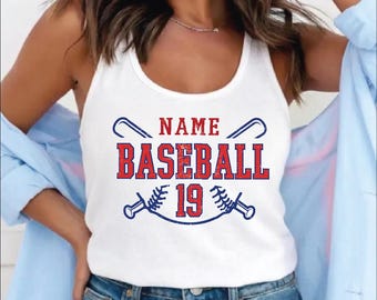 Custom Baseball Racerback, Baseball Fan Vneck, Birthday Gift WPS012