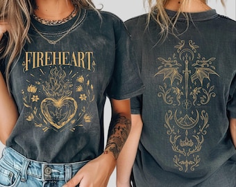 Two Sided Fireheart Comfort Colors Shirt, Throne Of Glass Fan Shirt WPS063