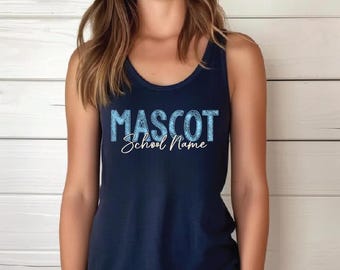 Custom School Mascot Racerback and Vneck Shirt,Team Mascot Name Tank Top, Football Gift WPS027