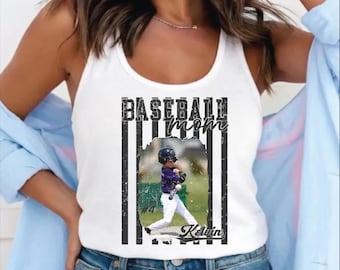 Baseball Mom Racerback and Vneck Shirt, Custom Number Baseball Tank Top, Baseball Gift WPS032