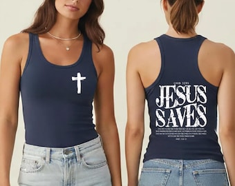 Jesus Saves Racerback Tank Top, Christian Gift WPS064