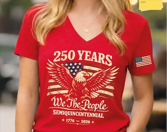 America 250th Anniversary Racerback and Vneck, USA Freedom V Neck WPS034